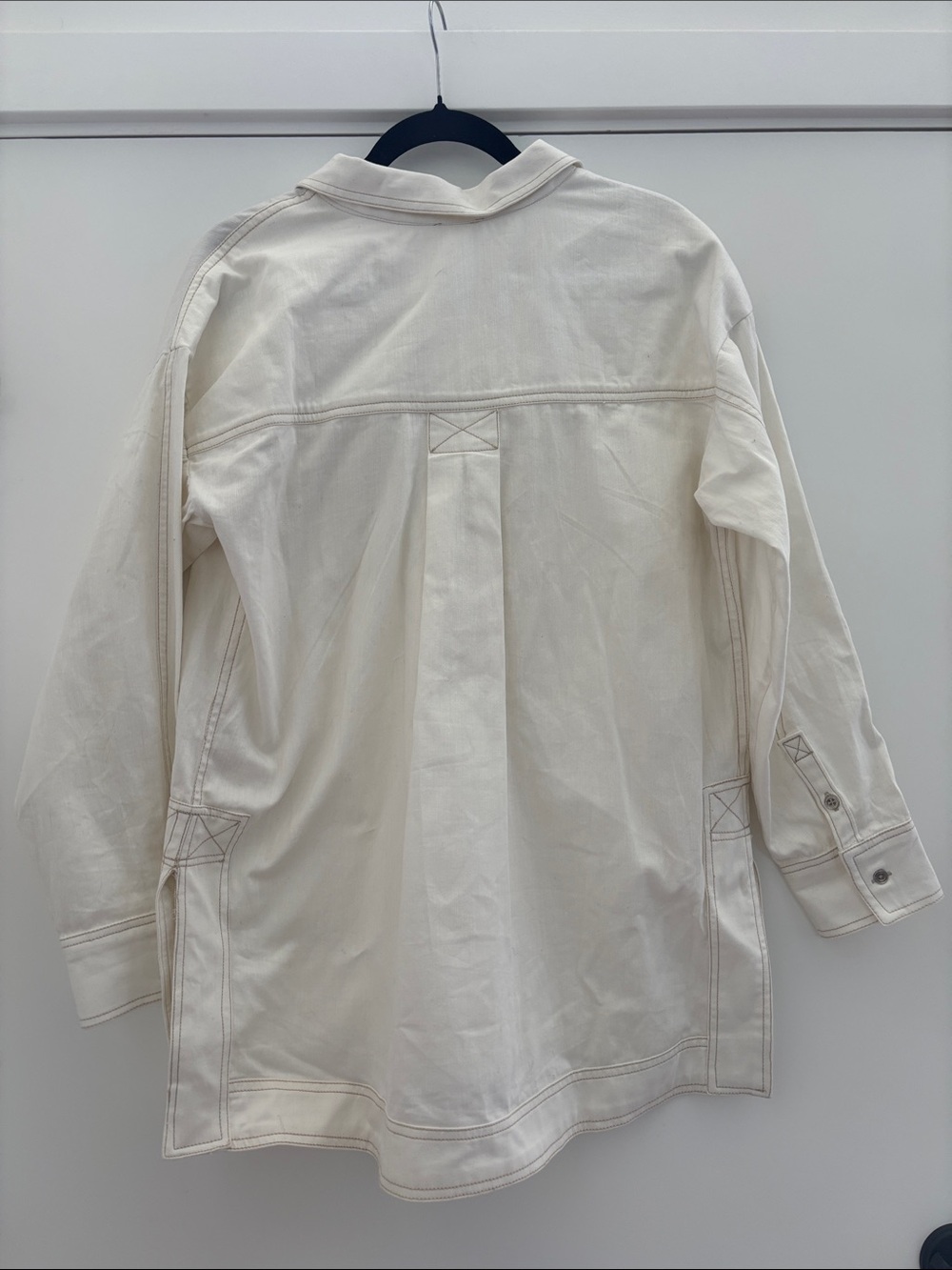 Anthropologie Pilcro Patch Pocket Collared Popover Blouse in White - Picture 6 of 9